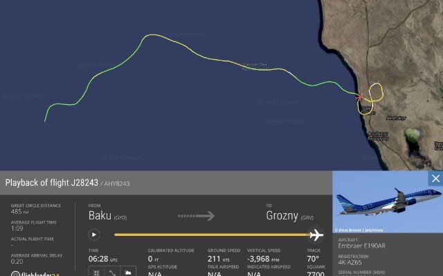 "FlightRadar24" təyyarə qəzası ilə bağlı məlumatları yenilədi (FOTO)