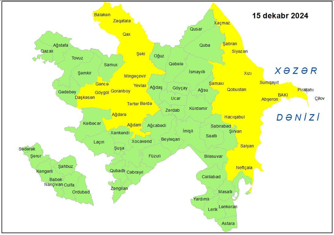 Nazirlik sarı xəbərdarlıq elan etdi