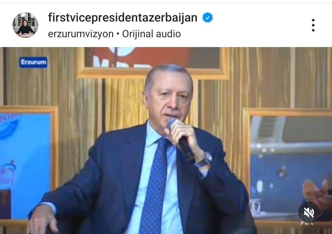 Mehriban Əliyeva "Sarı gəlin" oxuyan prezident Ərdoğanın  videosunu paylaşdı