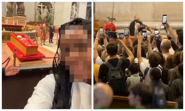 Papanı urvatsız edənlər: Fransiskin cəsədi ilə selfi çəkənlər aranı qatdı - ŞOK FOTOLAR