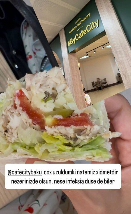 “Cafe city”də yeməkdə qurd çıxdı