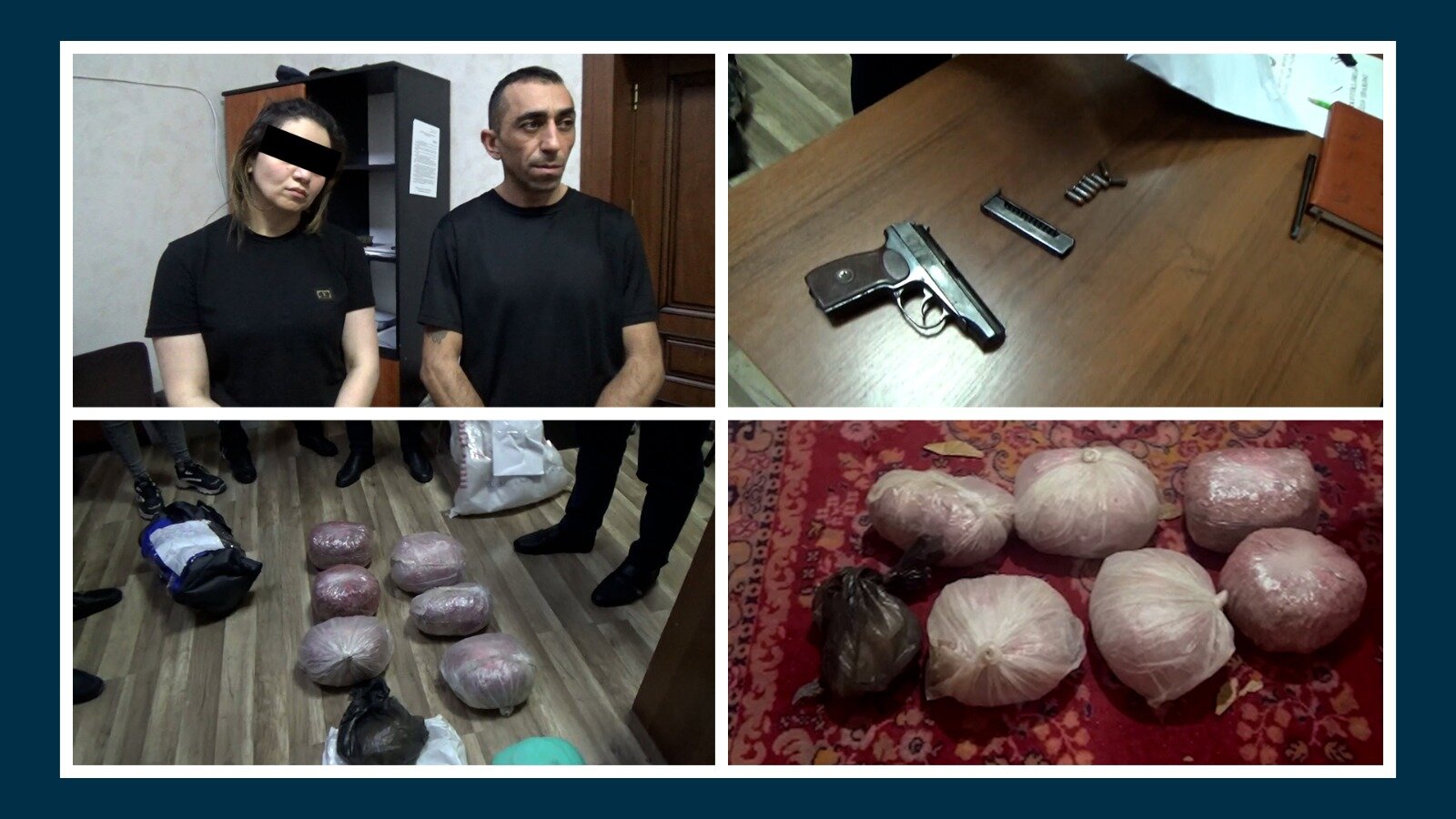 Narkokuryerliyə cəlb olunan tanışlardan 11 kiloqram narkotik və silah aşkarlandı