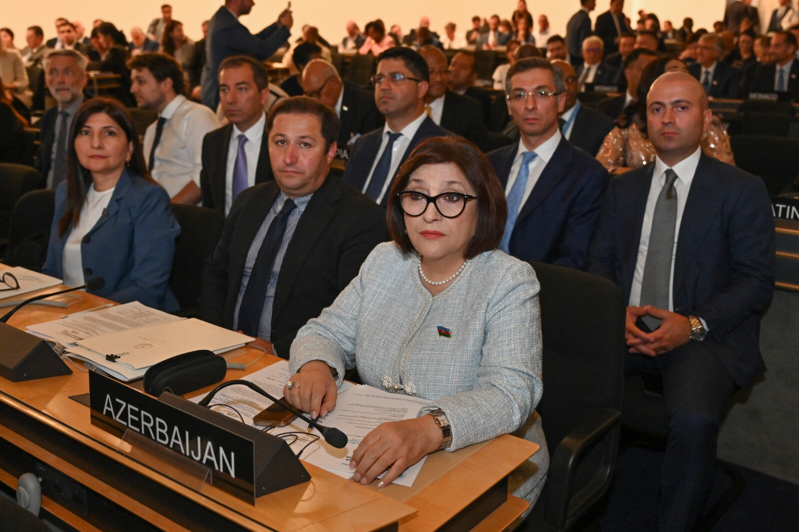 Milli Məclisin sədri Parlament Sədrlərinin VI Dünya Konfransında çıxış etdi
