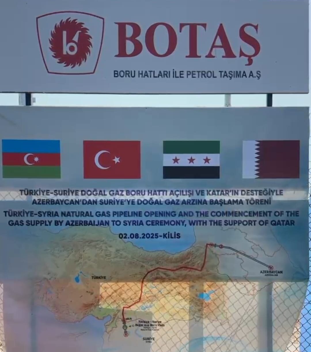 Bu gün Azərbaycan qazının Türkiyə  üzərindən Suriyaya tədarükünə başlanılır