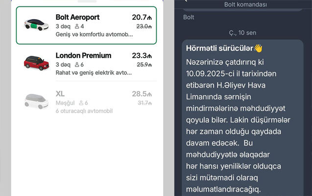 Bu gündən aeroportdan şəhərə taksi sifariş etmək olmur