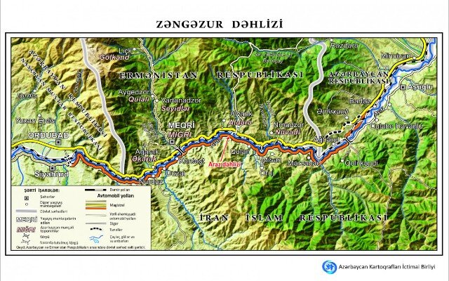 Zəngəzur dəhlizinin xəritəsi