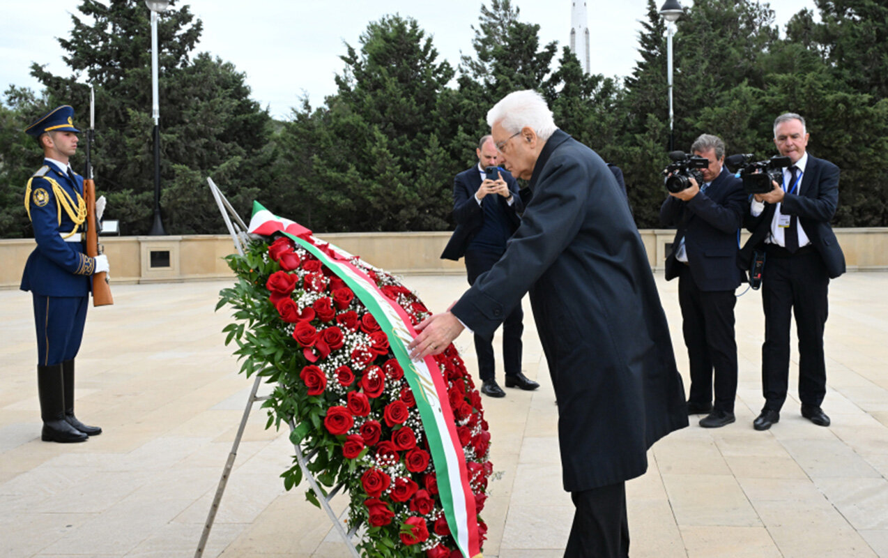 İtaliya Prezidenti Şəhidlər xiyabanında - Fotolar