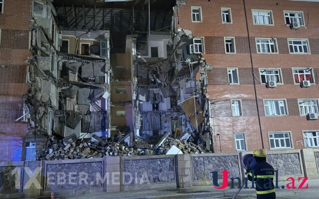 Goranboyda yararsız hala düşən binanın bloku çökdü - FOTO