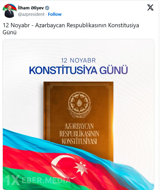 Prezidentdən Konstitusiya Günü ilə bağlı - Paylaşım