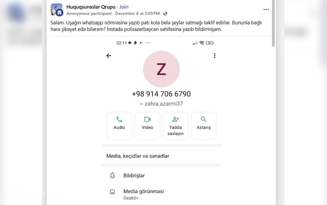 İran nömrələri ilə uşaqlara yazıb narkotik təklif edirlər - Foto