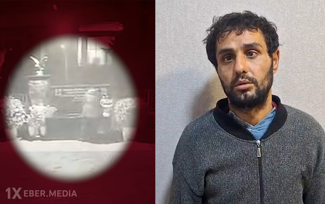 Şəhid bulağından oğurluq edərkən kameraya düşdü - Video