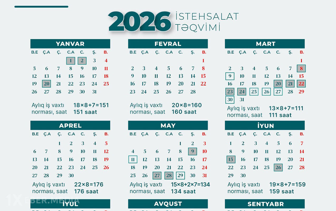 2026-cı ilin qeyri-iş günləri - Açıqlandı