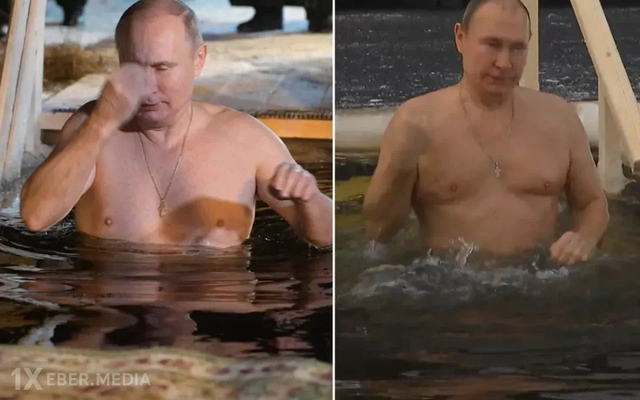 Putin də buz çuxurunda çimdi - VİDEO