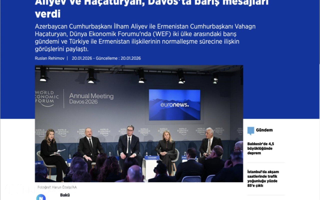 İlham Əliyevin Davosdakı çıxışı beynəlxalq mediada - FOTOLAR