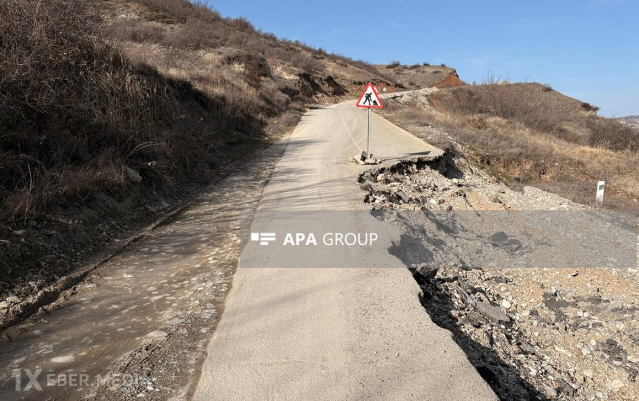 Şamaxı-Qonaqkənd yolunda yenidən sürüşmə oldu - Fotolar