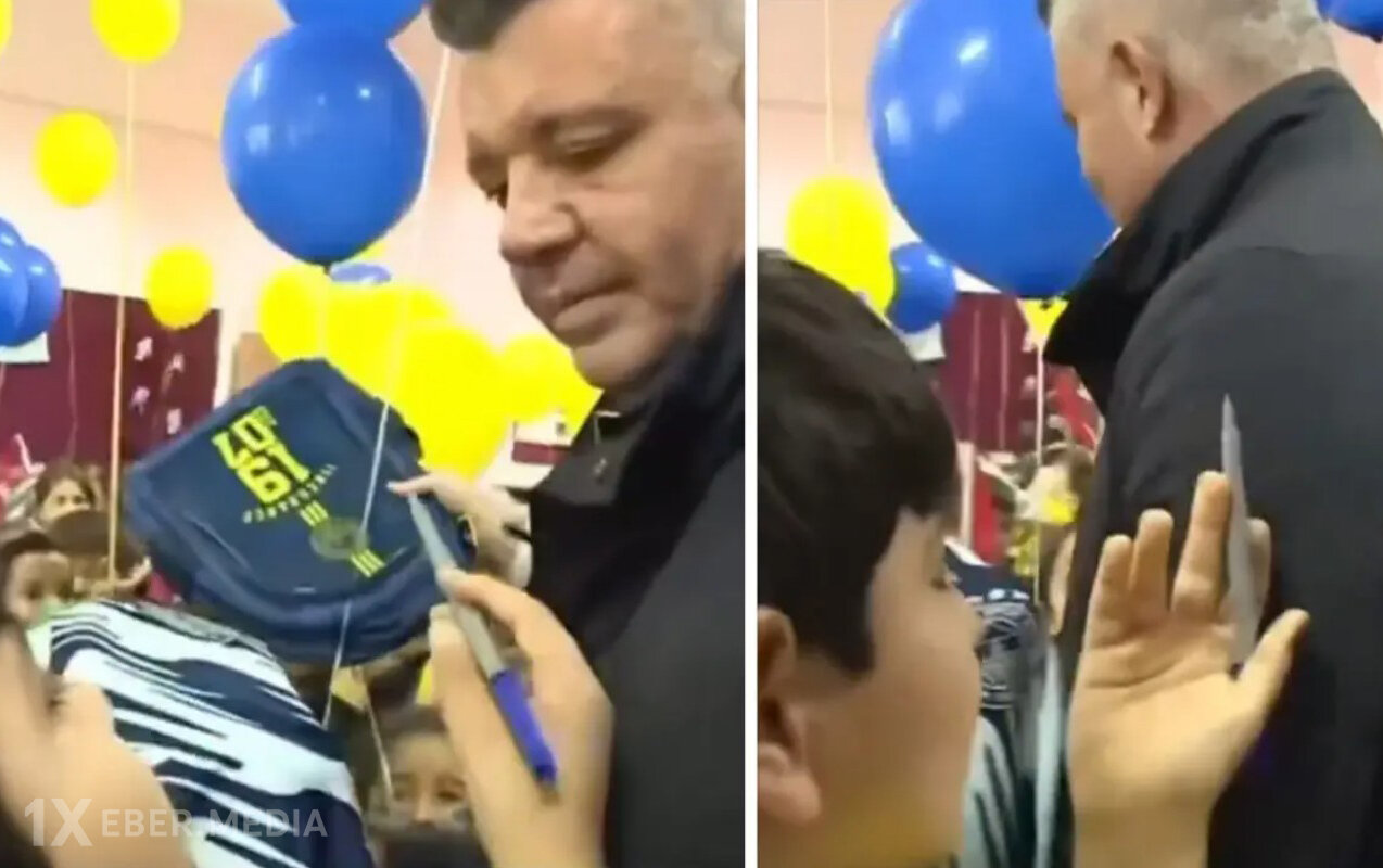 Forma yerinə uşağın alnına imza atdı - Video