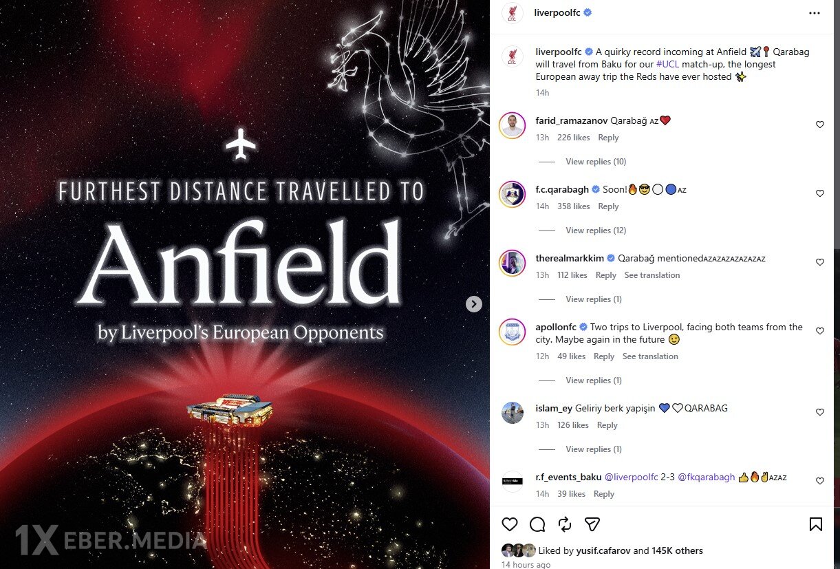“Liverpul”dan “Qarabağ”la bağlı paylaşım