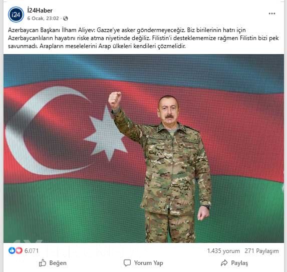 İlham Əliyevin Qəzza ilə bağlı çıxışı Türkiyə gündəmində