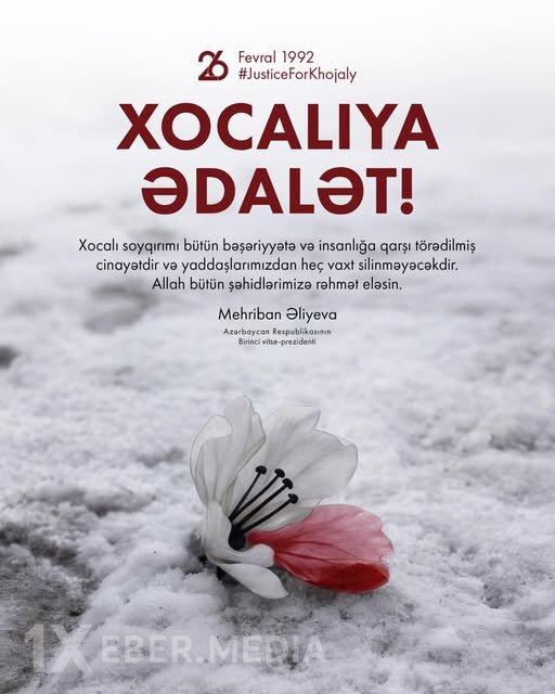 Mehriban Əliyeva Xocalı soyqırımının 34-cü ildönümü ilə bağlı paylaşım etdi