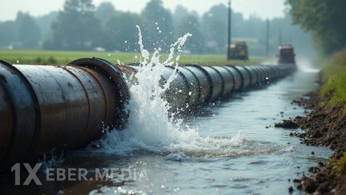 Magistral su xətti partladı, rayon mərkəzi ilə 6 kənd susuz qaldı