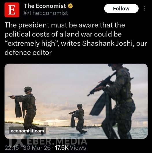 “Tramp anlamalıdır ki, quru müharibəsinin siyasi xərcləri son dərəcə yüksək ola bilər”.