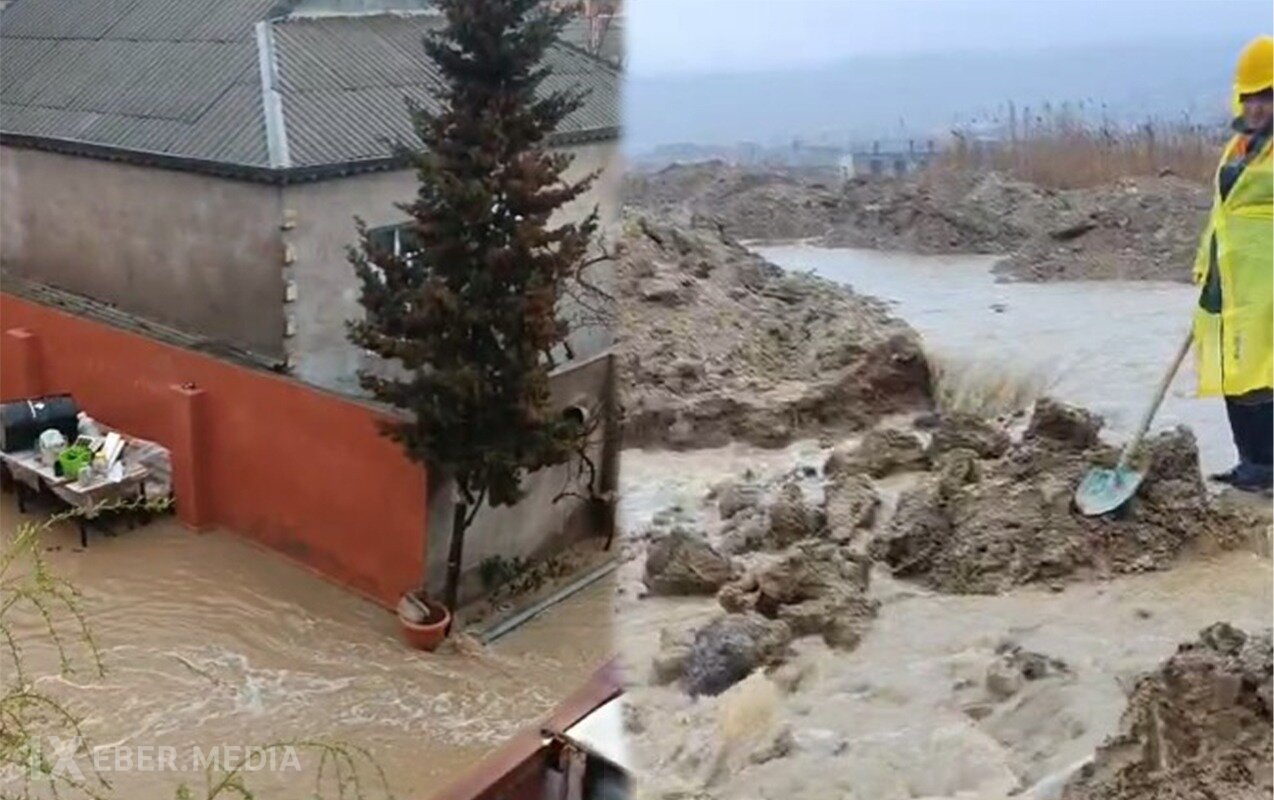 Sulutəpəni yağış suları basdı, hərəkət çətinləşdi