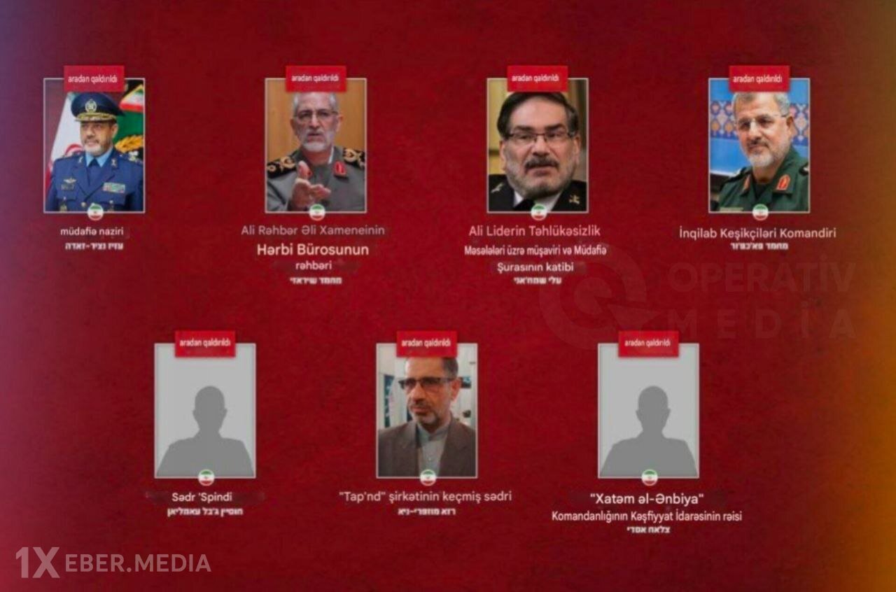 İsrail İrana hücumlar zamanı öldürülən yüksək vəzifəli şəxslərin siyahısını açıqlayıb