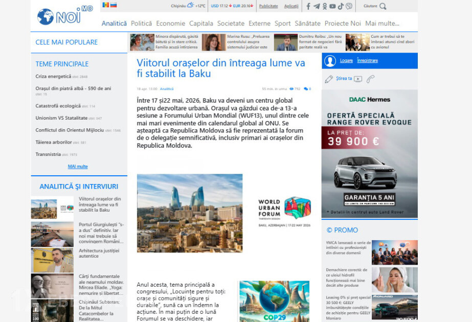Moldova mediası: Dünya şəhərlərinin gələcəyi Bakıda müəyyənləşəcək