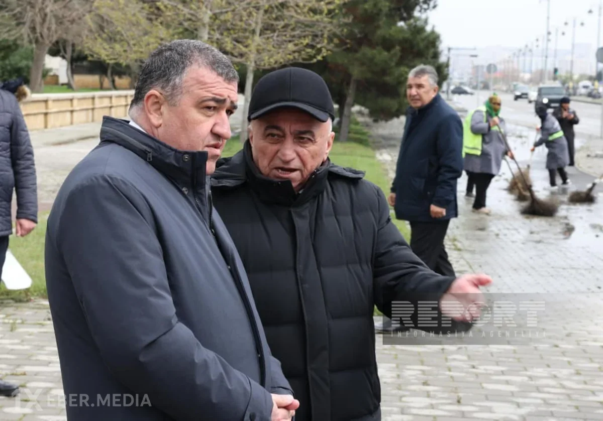 8 noyabr prospektində yağışın yaratdığı fəsadlar aradan qaldırılır