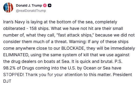 Tramp İranı blokadanı pozmağa cəhd etməmək barədə xəbərdar etdi