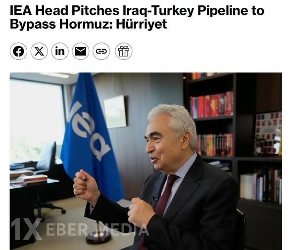 Beynəlxalq Enerji Agentliyi Hörmüz boğazından yan keçməklə İraq-Türkiyə boru kəməri layihəsini təklif edib