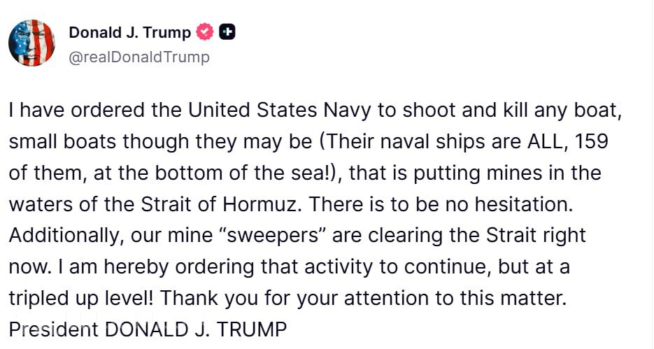 Tramp: "Mən mina düzən istənilən gəmini atəşə tutmaq və batırmaq əmri verdim”