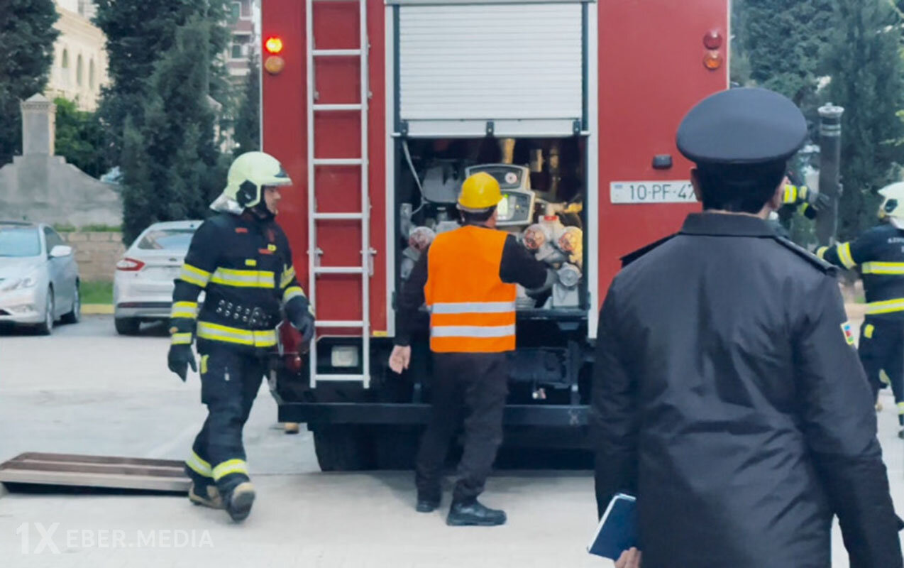 FHN Gəncədə şərti yanğın təlimi keçirdi - Fotolar