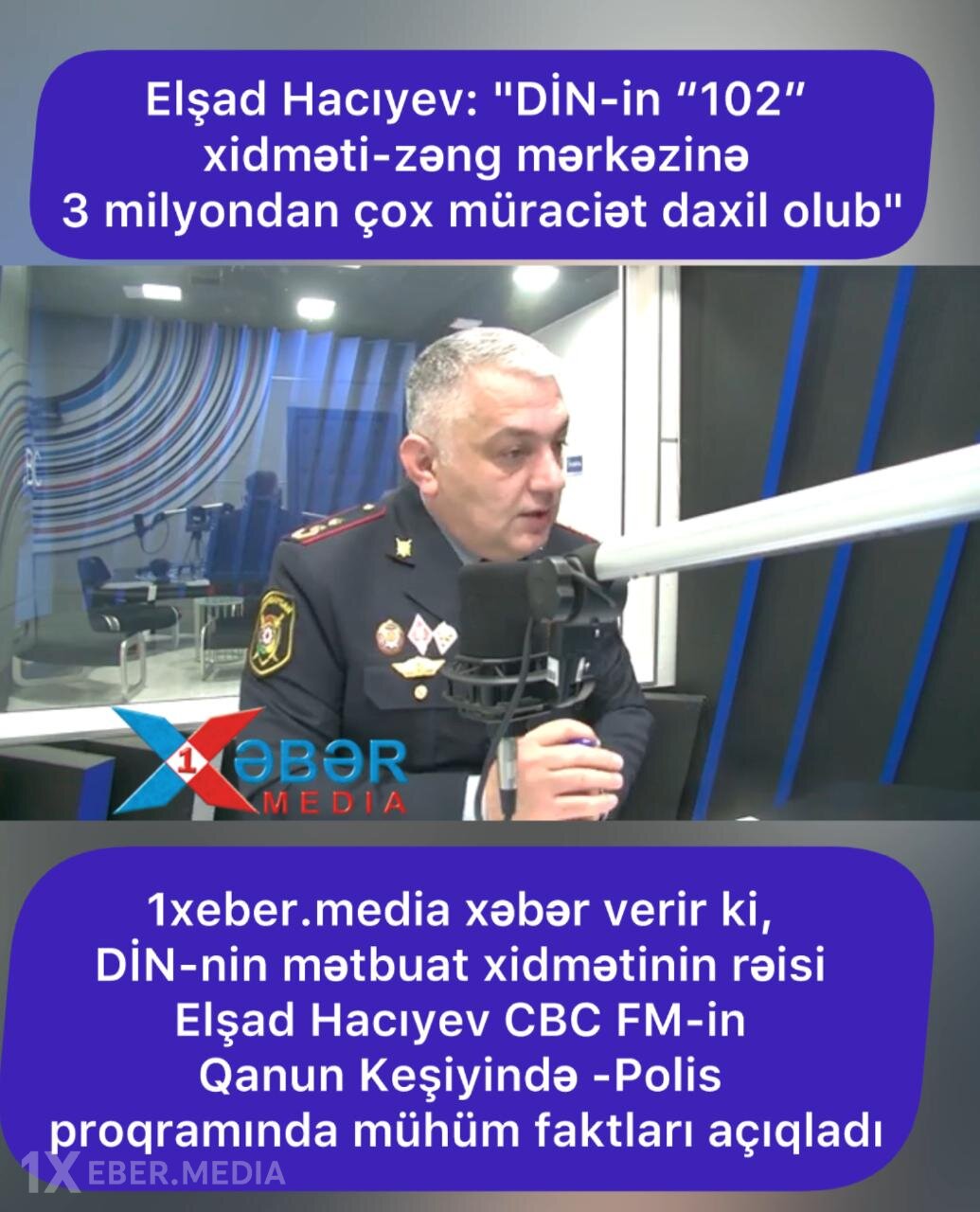 Elşad Hacıyev: "DİN-in “102”  xidməti-zəng mərkəzinə  3 milyondan çox müraciət daxil olub"