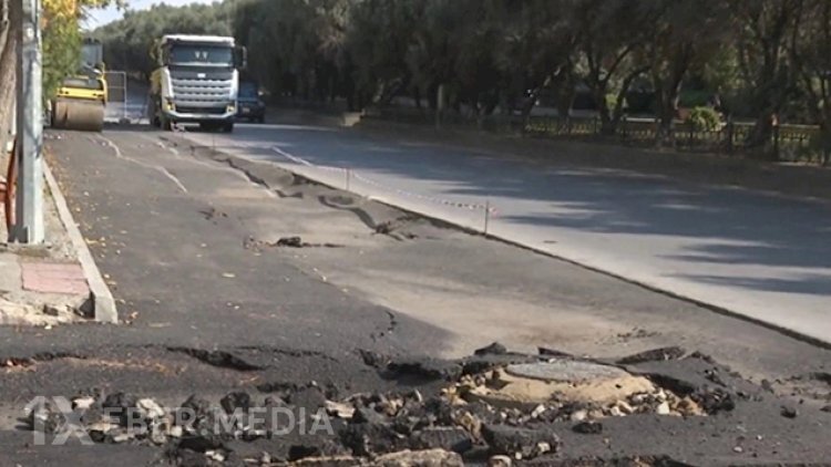 Cəlilabaddda yol çökdü