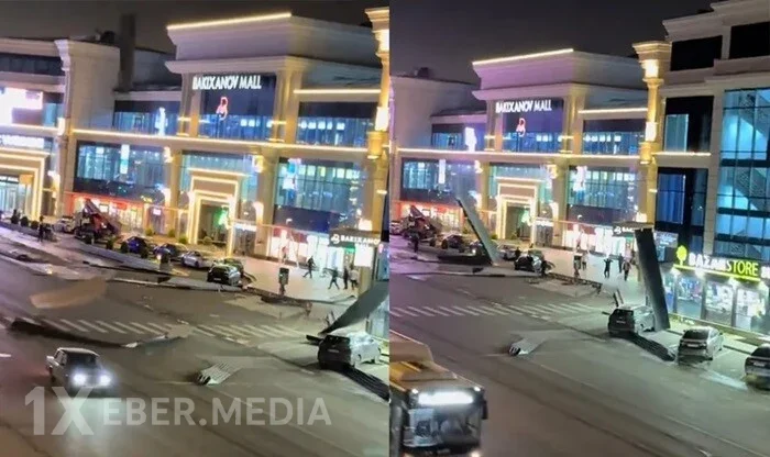 Güclü külək “Bakıxanov Moll”un dam örtüyünü uçurdu