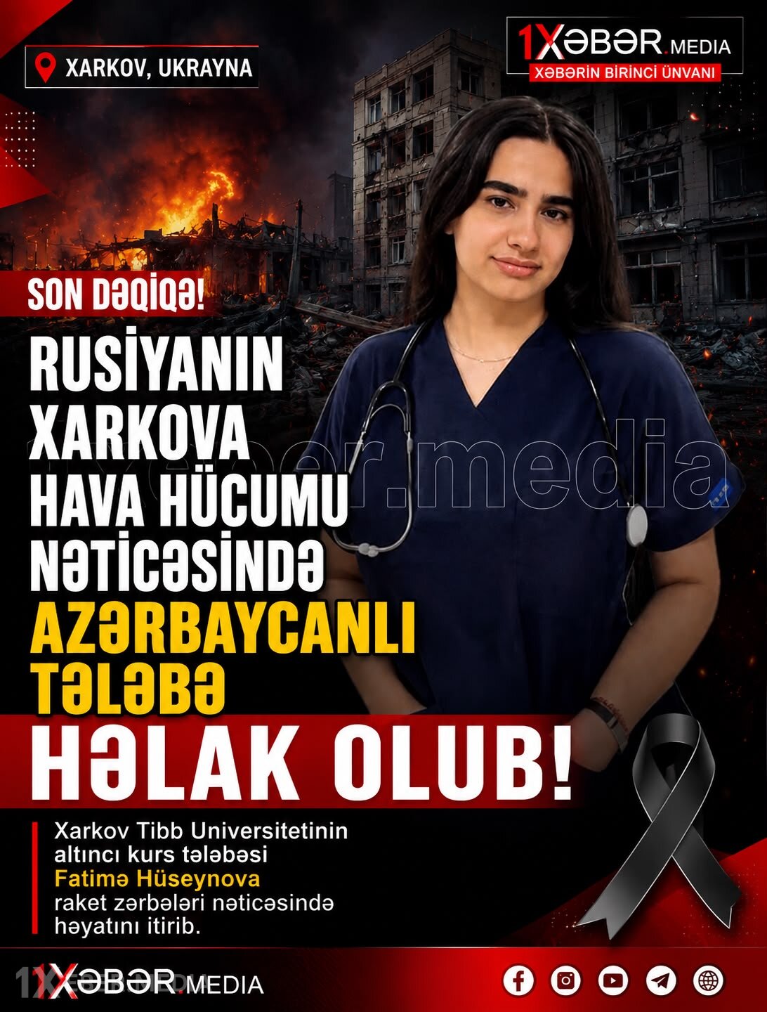 Azərbaycanlı tələbə Ukraynada raket hücumu nəticəsində öldü