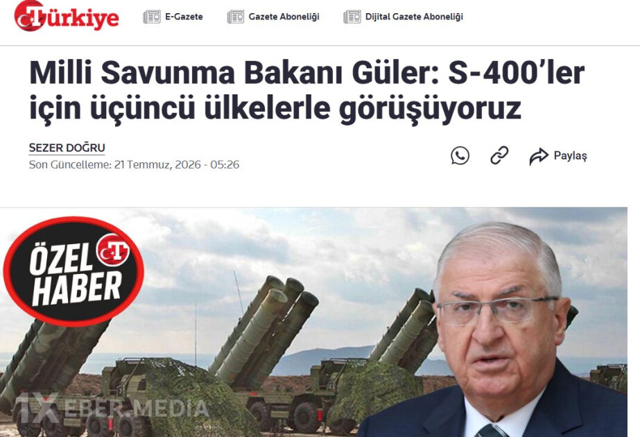 Türkiyənin müdafiə naziri S-400-lərlə bağlı deputat sorğusunu cavablandırıb
