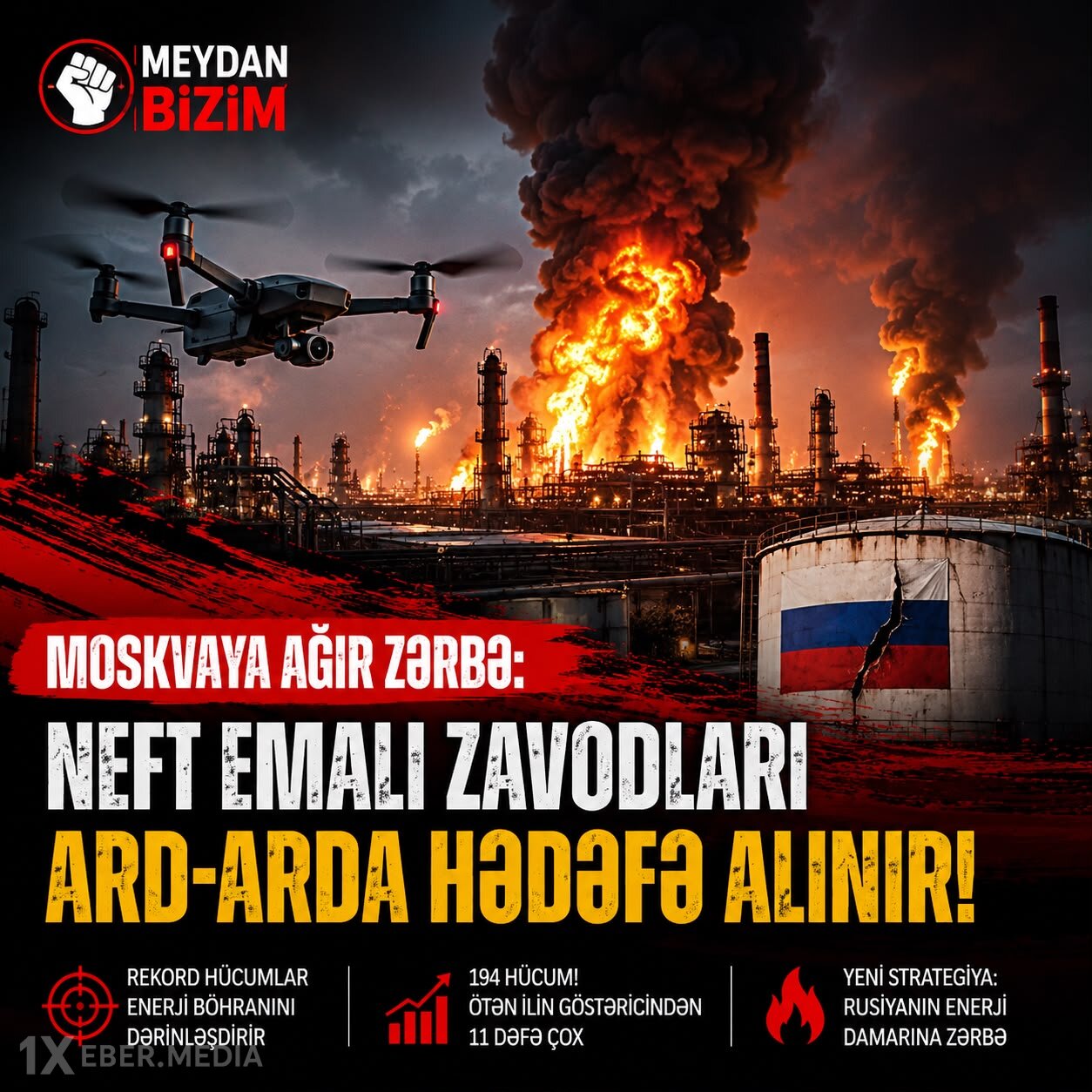 Moskvaya ağır zərbə: Neft emalı zavodları ard-arda hədəfə alınır