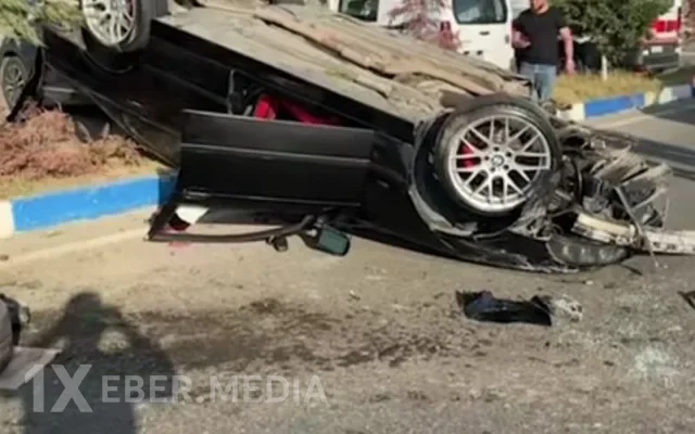 Sumqayıtda BMW üç avtomobilə çırpılaraq aşdı