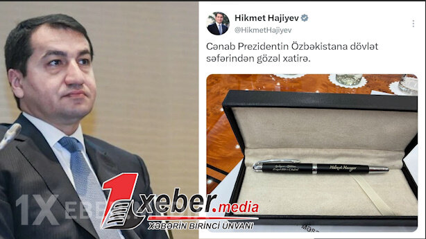 Hikmət Hacıyev Özbəkistanda ona təqdim edilən xatirə hədiyyəsinin fotosunu paylaşıb