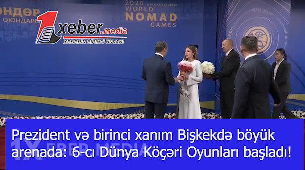 Prezident və birinci xanım Bişkekdə böyük arenada: 6-cı Dünya Köçəri Oyunları başladı!-VİDEO