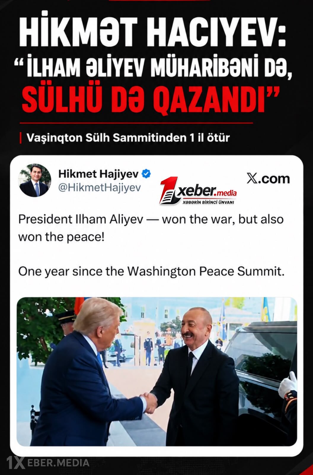 Hikmət Hacıyev: "İlham Əliyev müharibəni də, sülhü də qazandı"-VİDEO