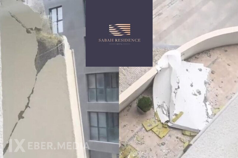 “Sabah Residence”-in yellənən "bayrağı"- Külək fasadı qoparırsa, zəlzələdə nə baş verəcək?
