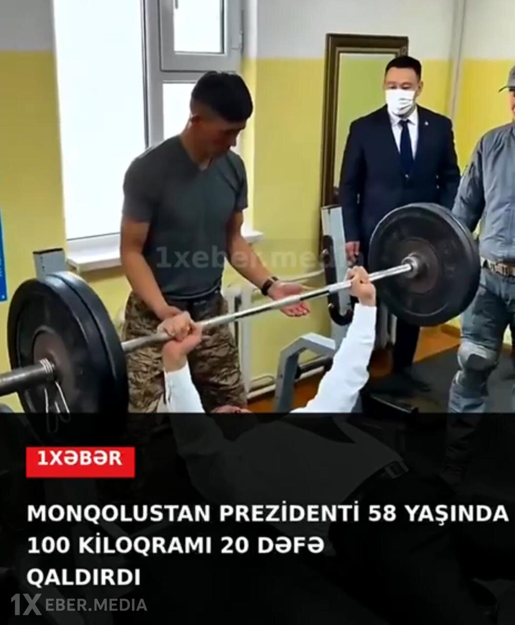 58 yaşlı Monqolustan Prezidenti 100 kiloqramlıq ştanqı 20 dəfə qaldırdı