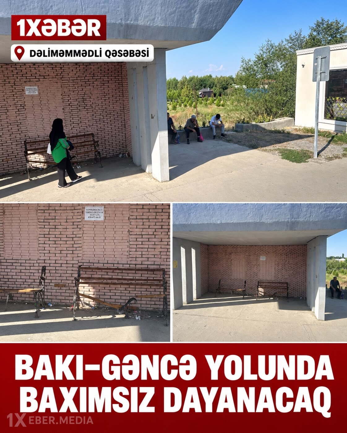 Bakı–Gəncə yolundakı dayanacağın acınacaqlı vəziyyəti – Sınıq oturacaqlar, tullantılar…