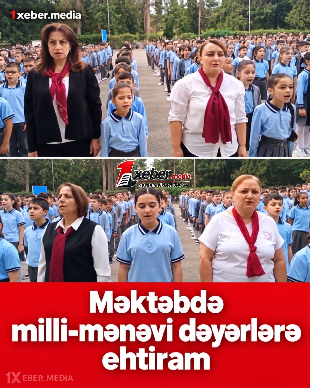 Naftalanda məktəblilər müəllimləri ilə birlikdə Dövlət Himnini səsləndiriblər